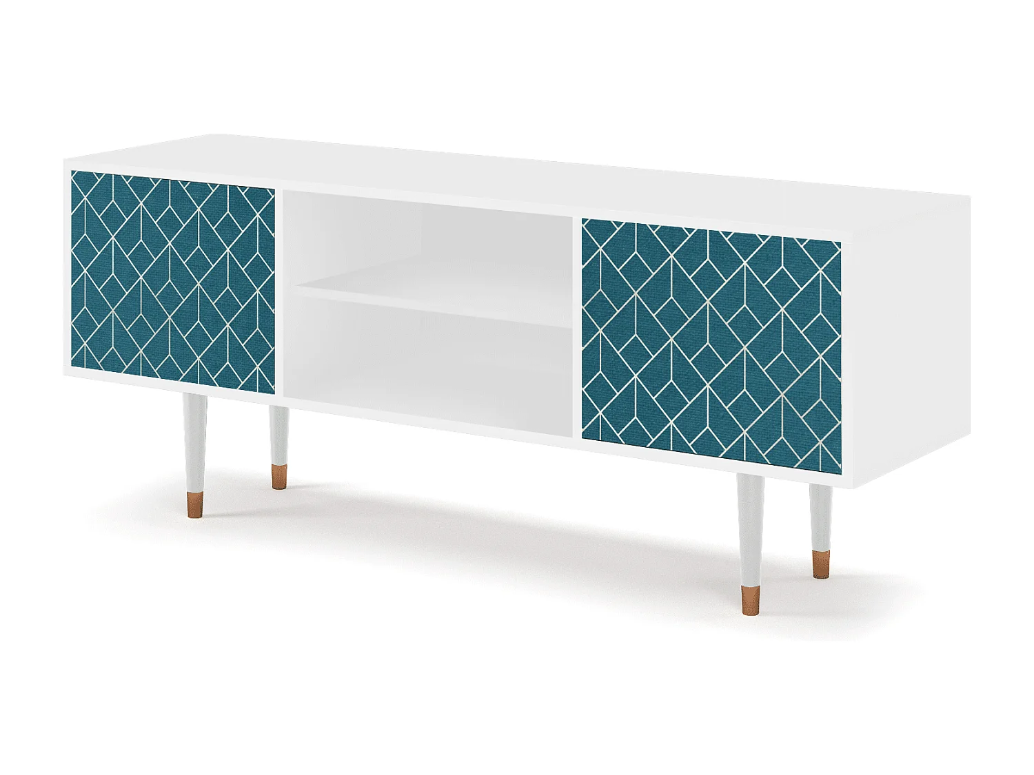 Mobile TV - 170х69х48 cm - T2 - Turquoise Geometry, Bianco