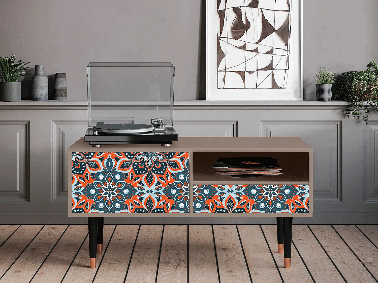 Mueble de TV - 115х59х48 cm - T3 - Fire Beetle, Latte