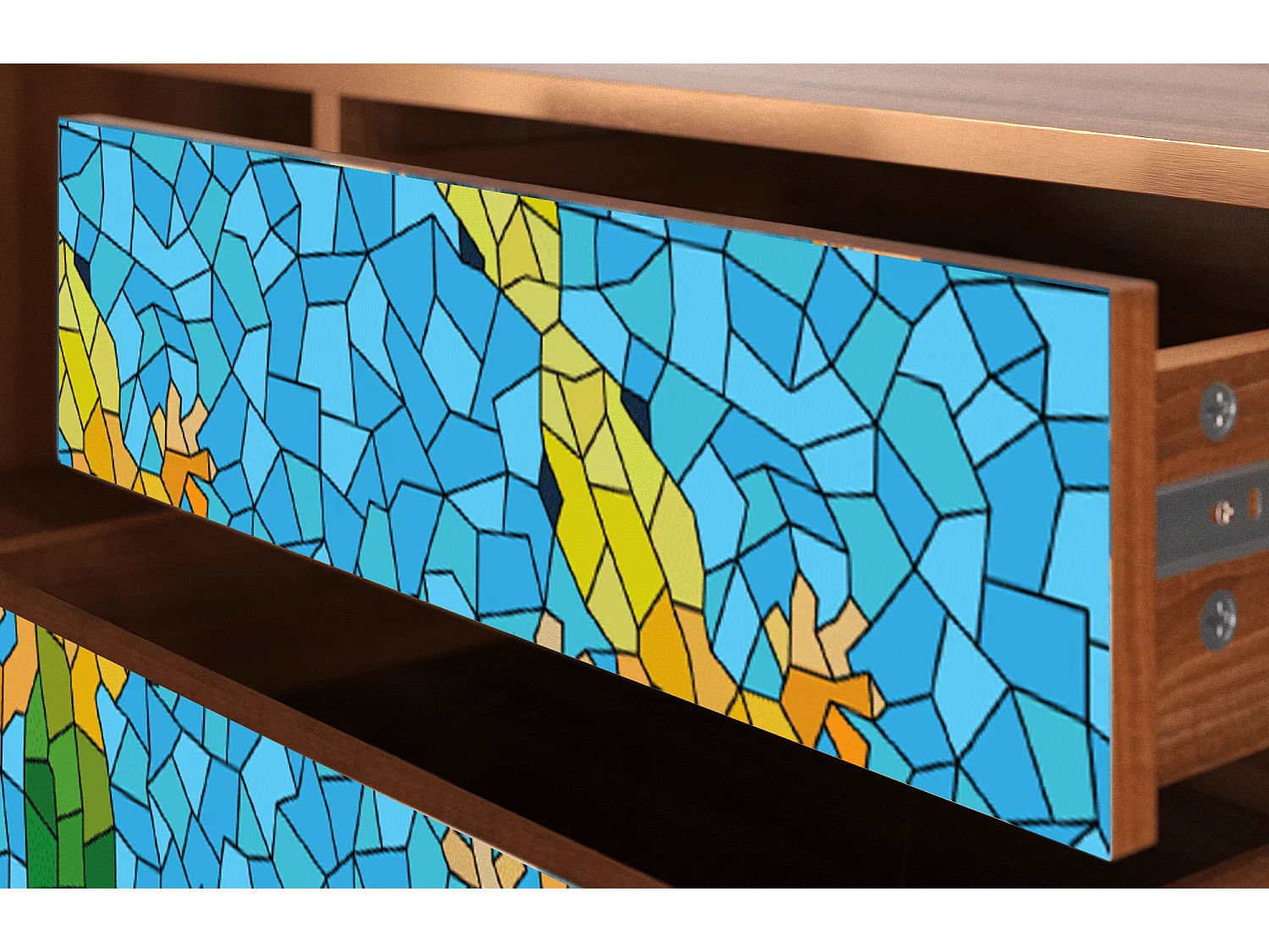 Mobile TV - 170х59х48 cm - T4 - Gaudi's Lizard, Noce