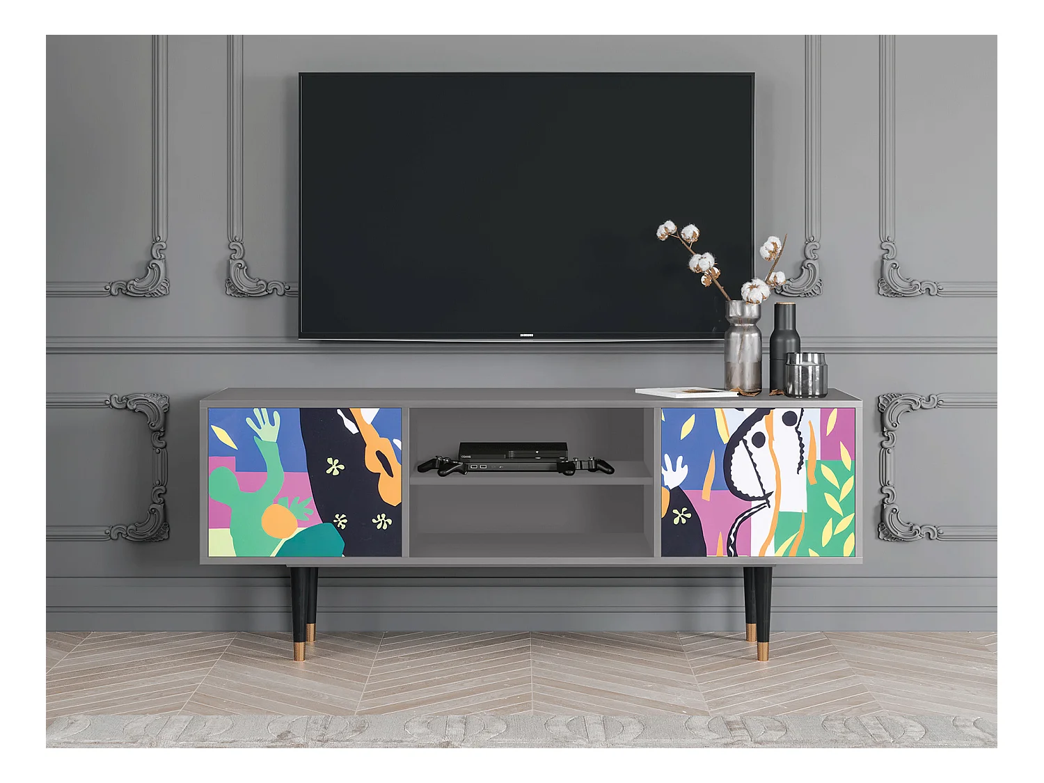 Meuble TV - 170х69х48 cm - T2 - La Tristesse du Roi, Gris