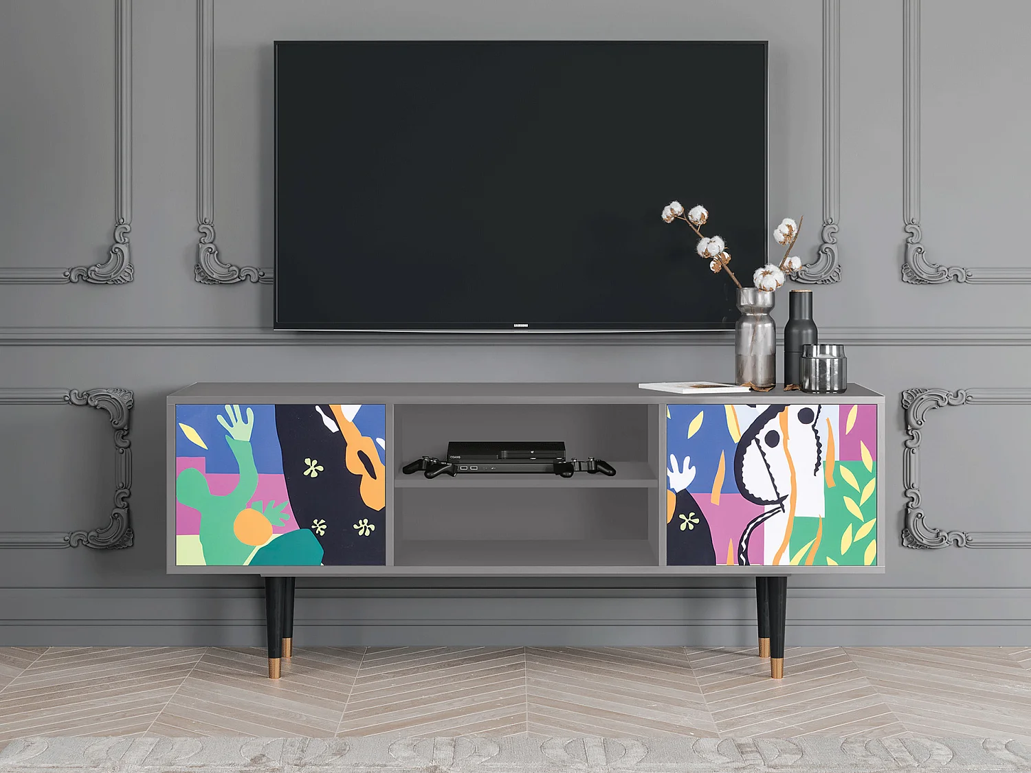 Szafka RTV - 170х69х48 cm - T2 - La Tristesse du Roi, Szary