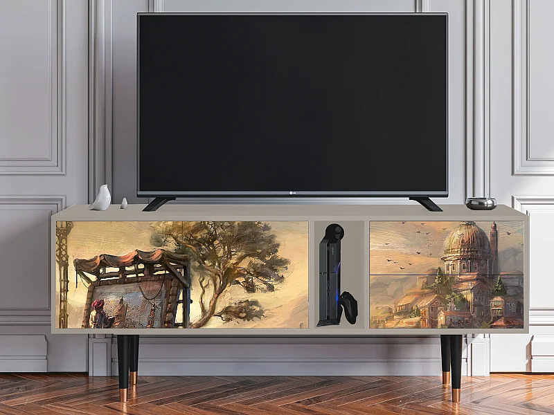 Szafka RTV - 170х69х48 cm - T1 - Venice, Piaskowy