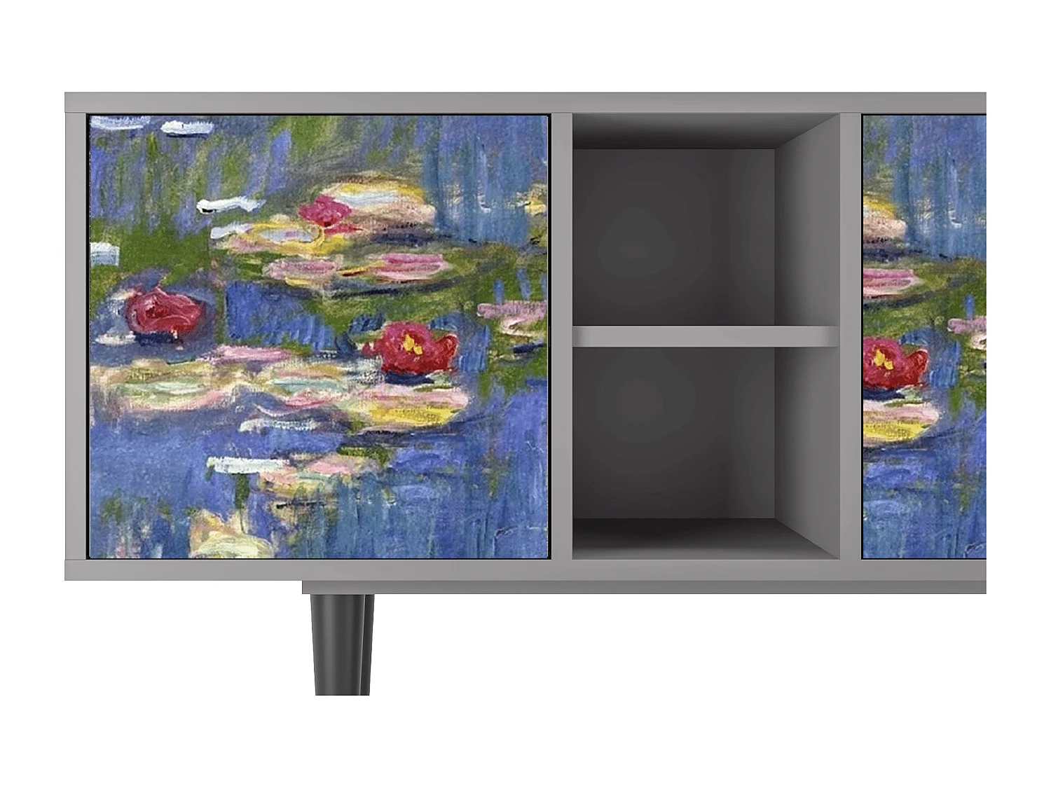 Meuble TV - 150х69х41 cm - T5 - The water lily pond  , Gris