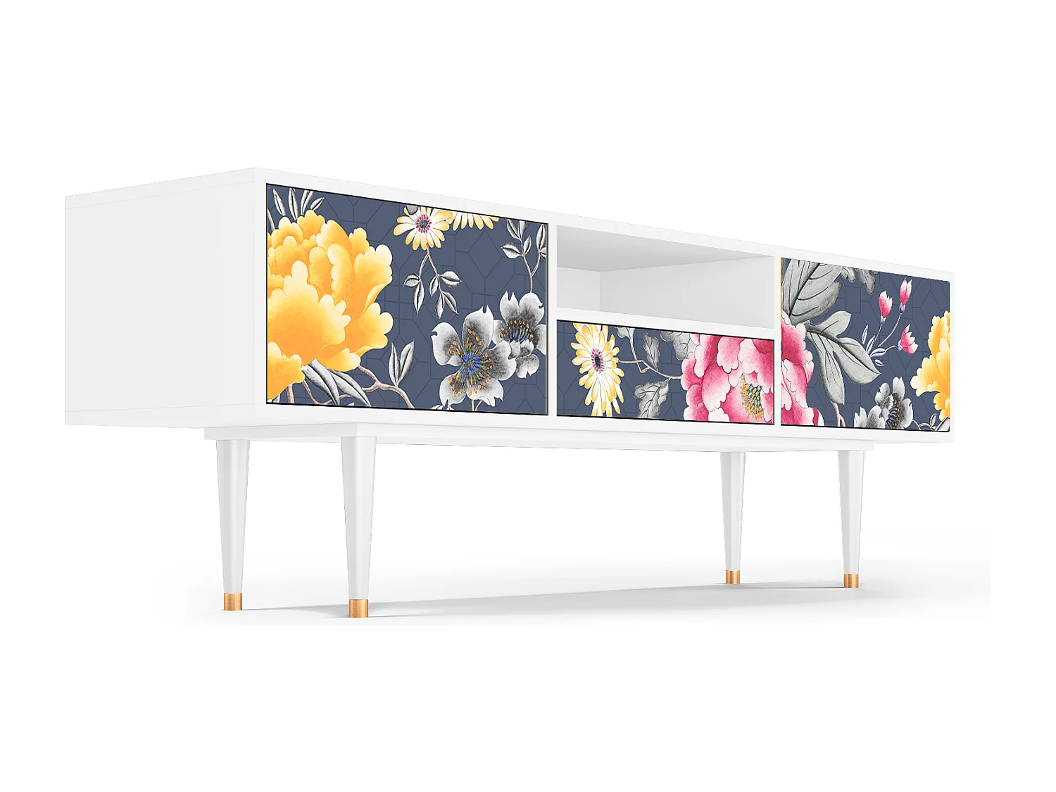 Mobile TV - 170х59х41 cm - T6 - Dark Flower Bed, Bianco