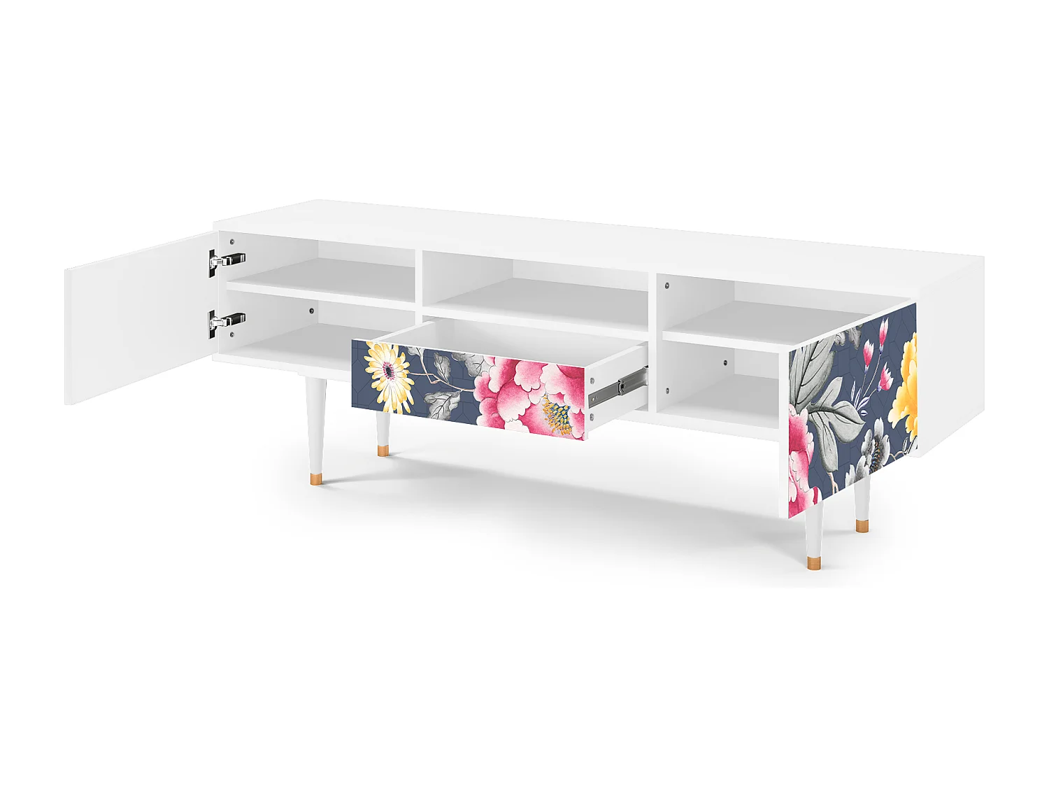 Mobile TV - 170х59х41 cm - T6 - Dark Flower Bed, Bianco