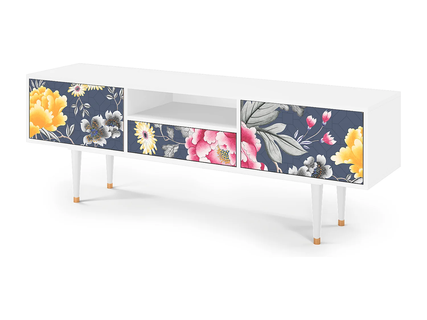 Meuble TV - 170х59х41 cm - T6 - Dark Flower Bed, Blanc