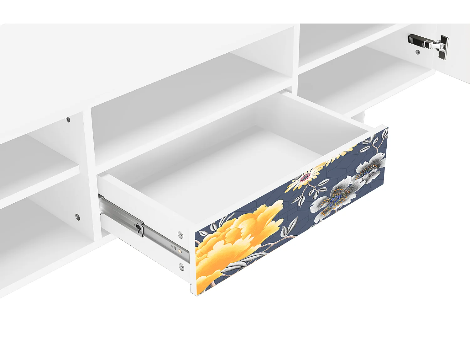 Meuble TV - 170х59х41 cm - T6 - Dark Flower Bed, Blanc