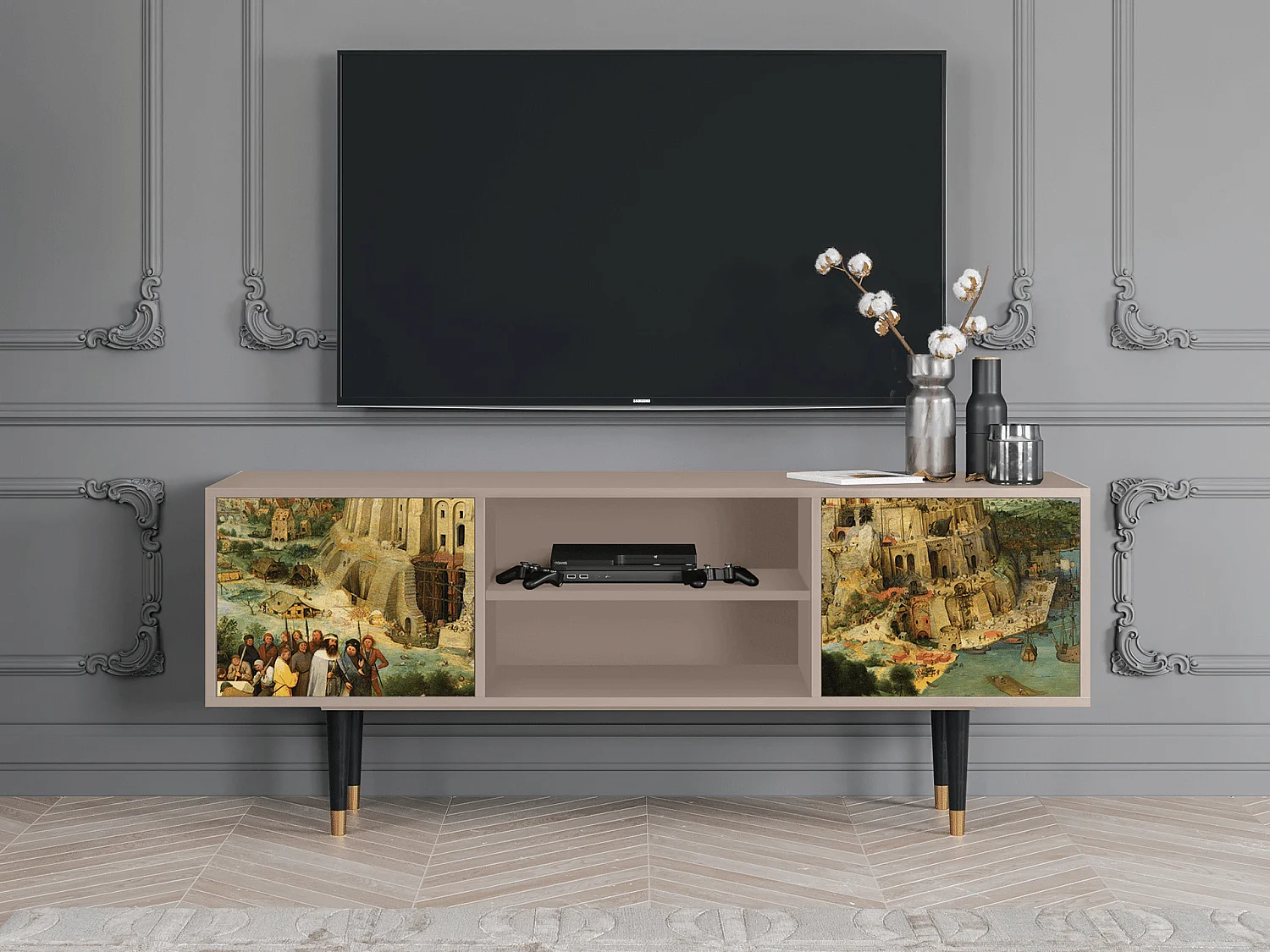 Mueble de TV - 170х69х48 cm - T2 - Elder The Tower, Latte