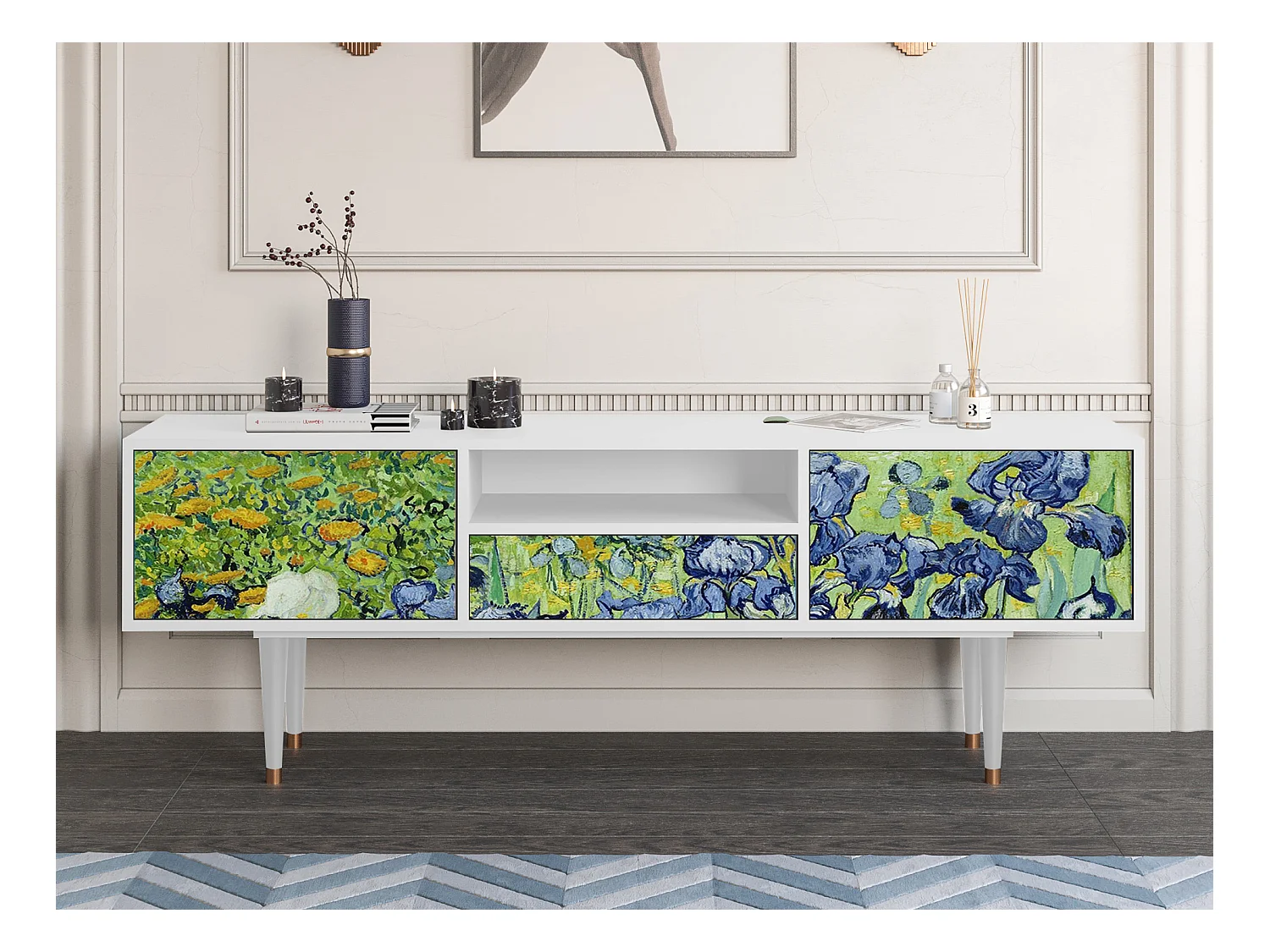 TV-Möbel - 170х59х41 cm - T6 - Irises , Weiß