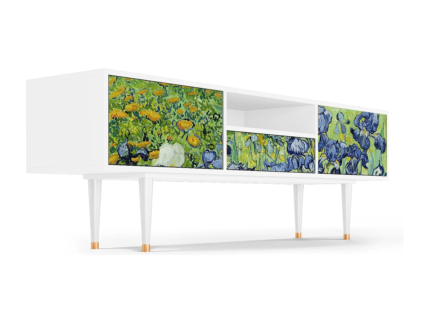 Mueble de TV - 170х59х41 cm - T6 - Irises , Blanco