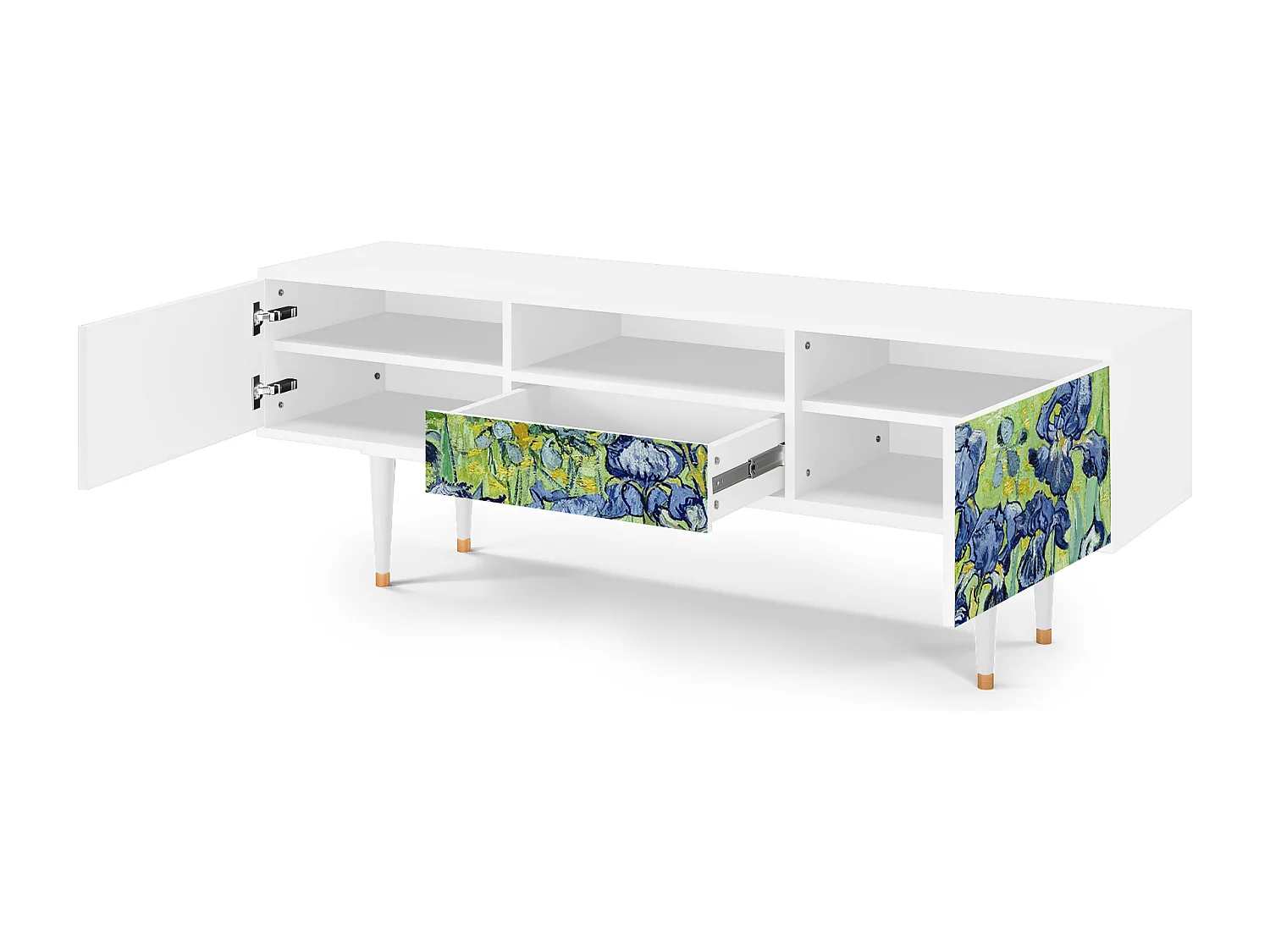 Mueble de TV - 170х59х41 cm - T6 - Irises , Blanco