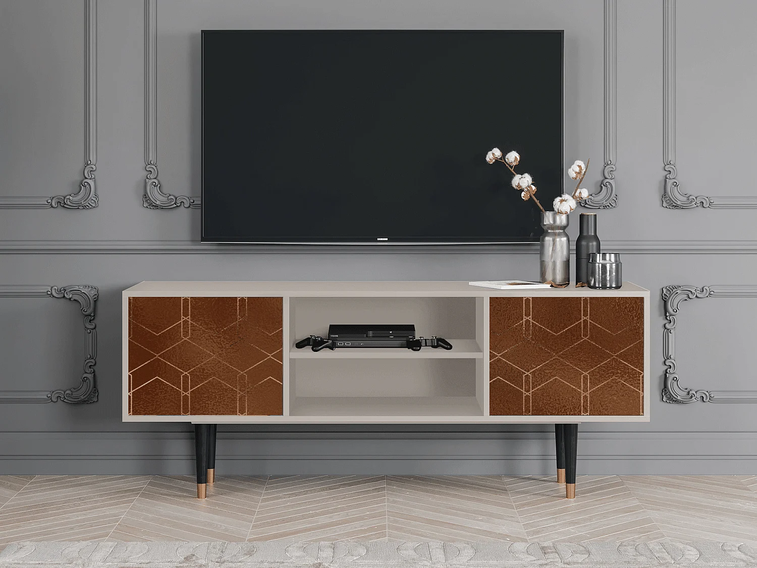 Meuble TV - 170х69х48 cm - T2 - Chocolate Bar, Sable