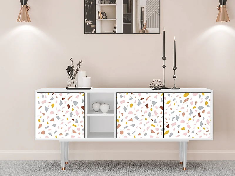 Mueble de TV - 150х69х41 cm - T5 - Marmelade Cheese, Blanco