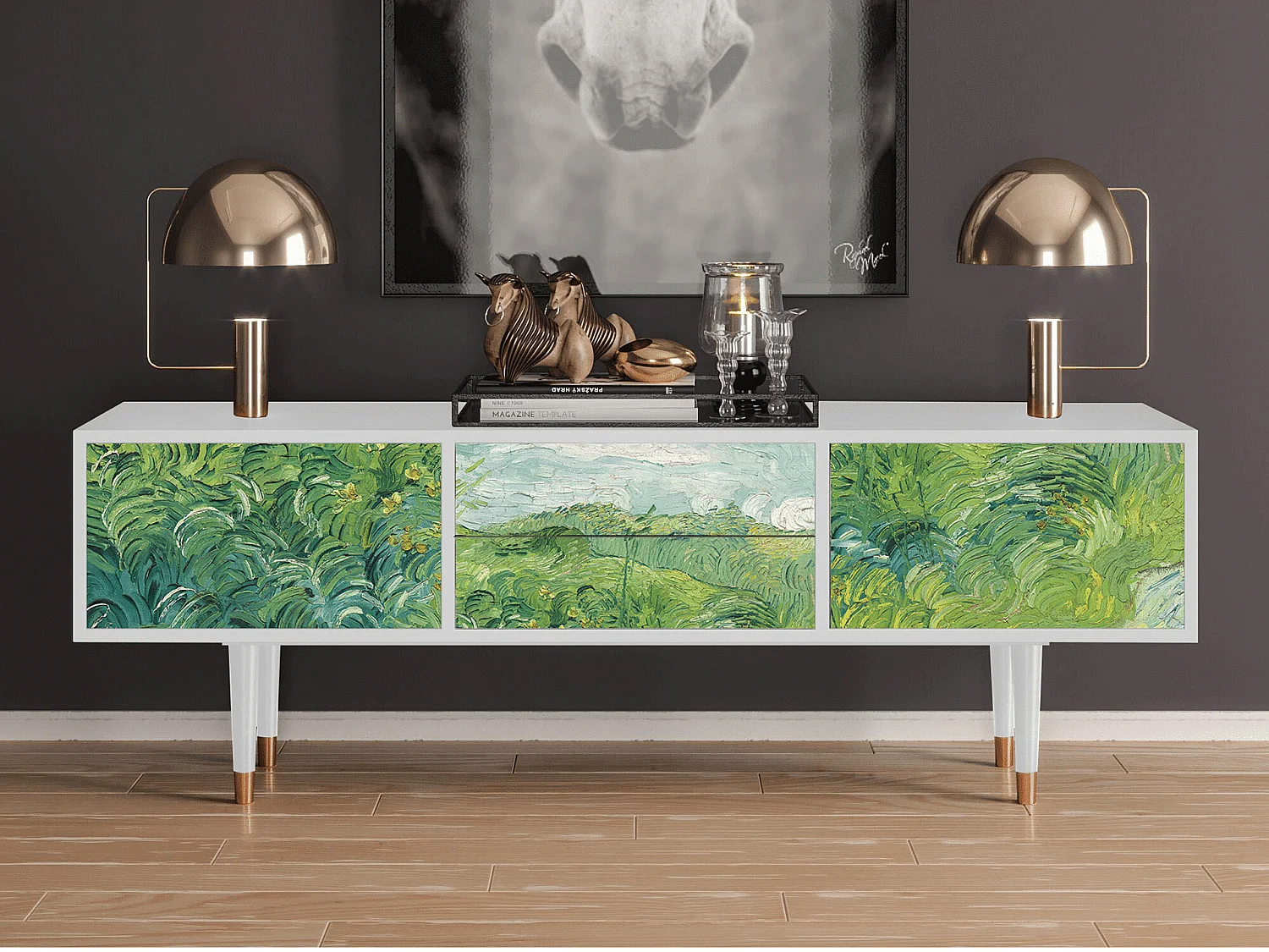 TV-meubel - 170х59х48 cm - T4 - Green Wheat Fields, Wit