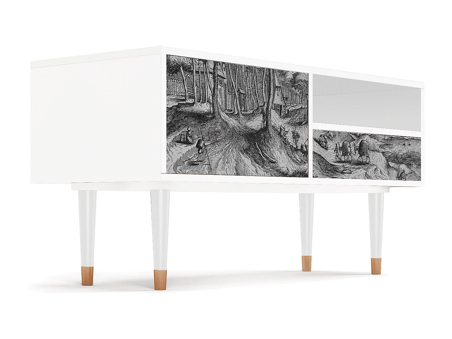 Meuble TV - 115х59х48 cm - T3 - Rusticorum, Blanc