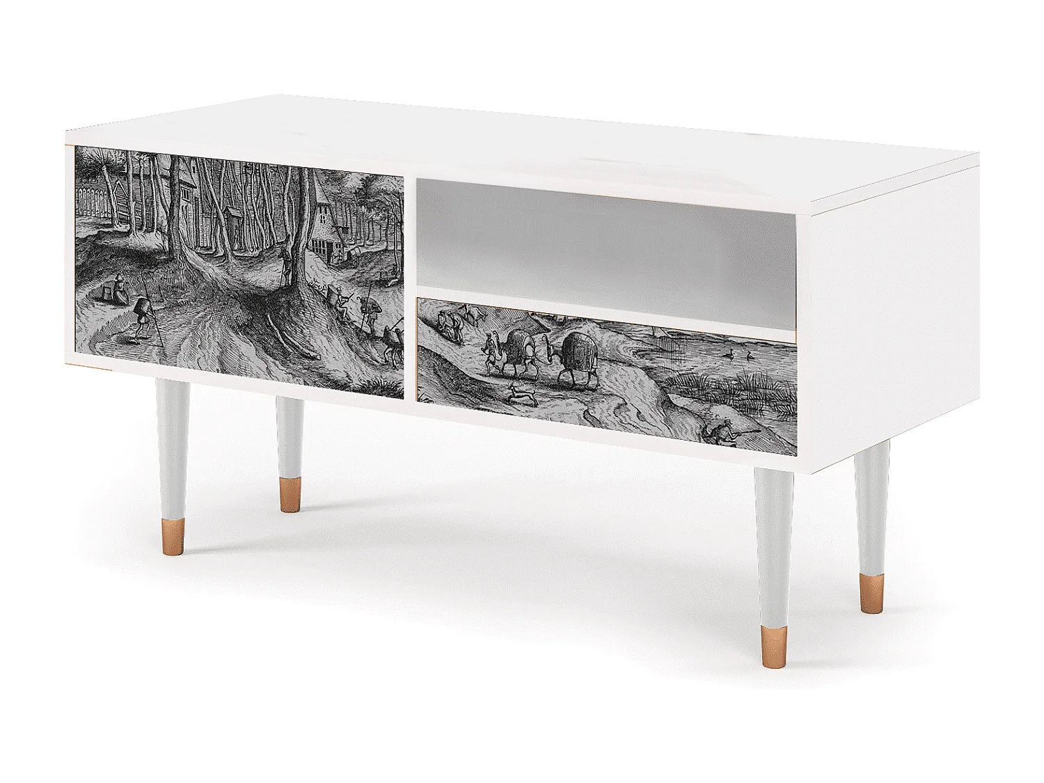 Mobile TV - 115х59х48 cm - T3 - Rusticorum, Bianco