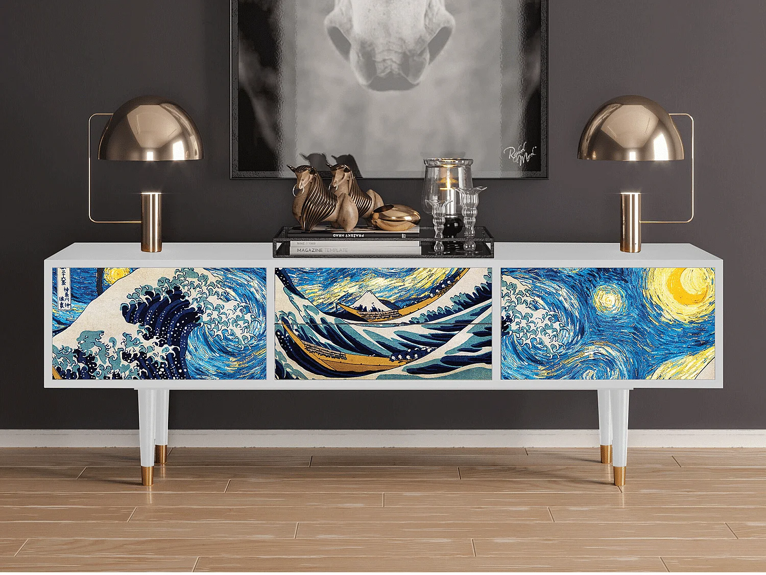 Mueble de TV - 170х59х48 cm - T4 - Great Wave, Branco