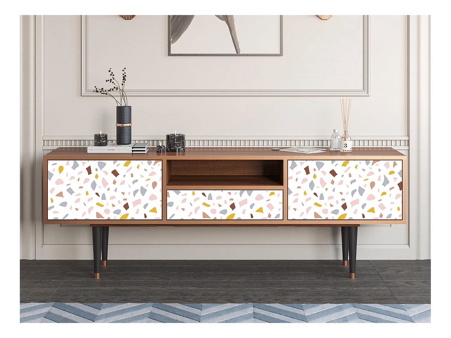 Meuble TV - 170х59х41 cm - T6 - Marmelade Cheese, Noyer