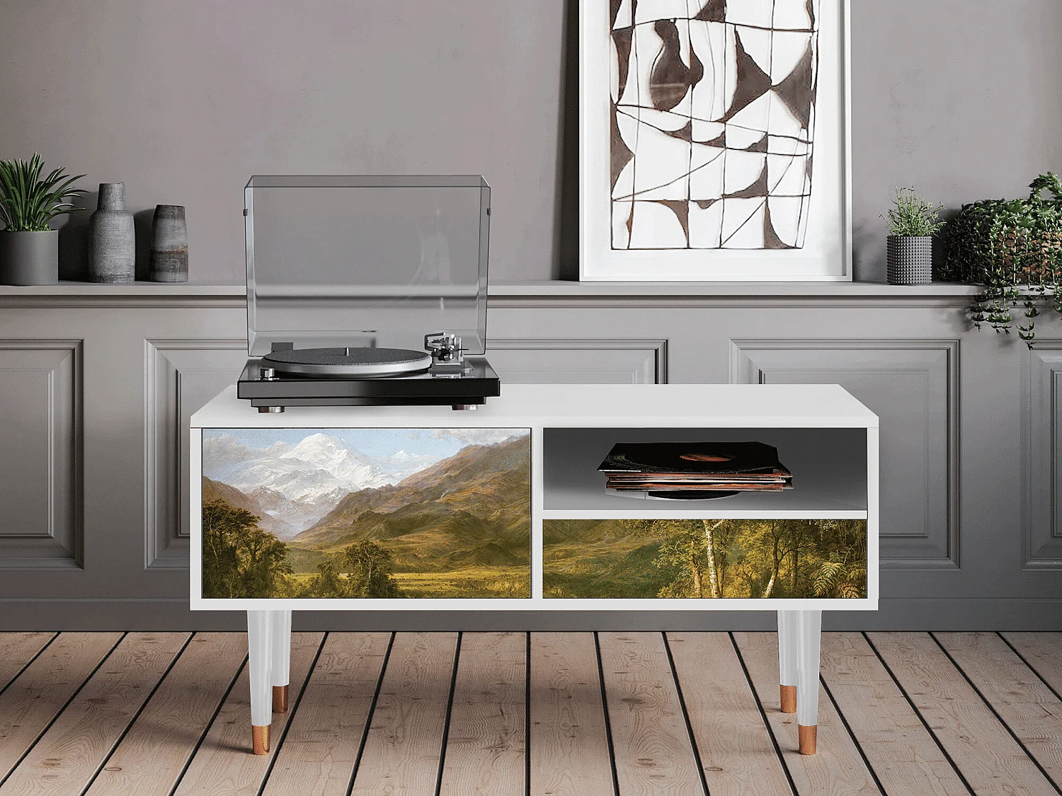 Mobile TV - 115х59х48 cm - T3 - The Heart of the Andes , Bianco
