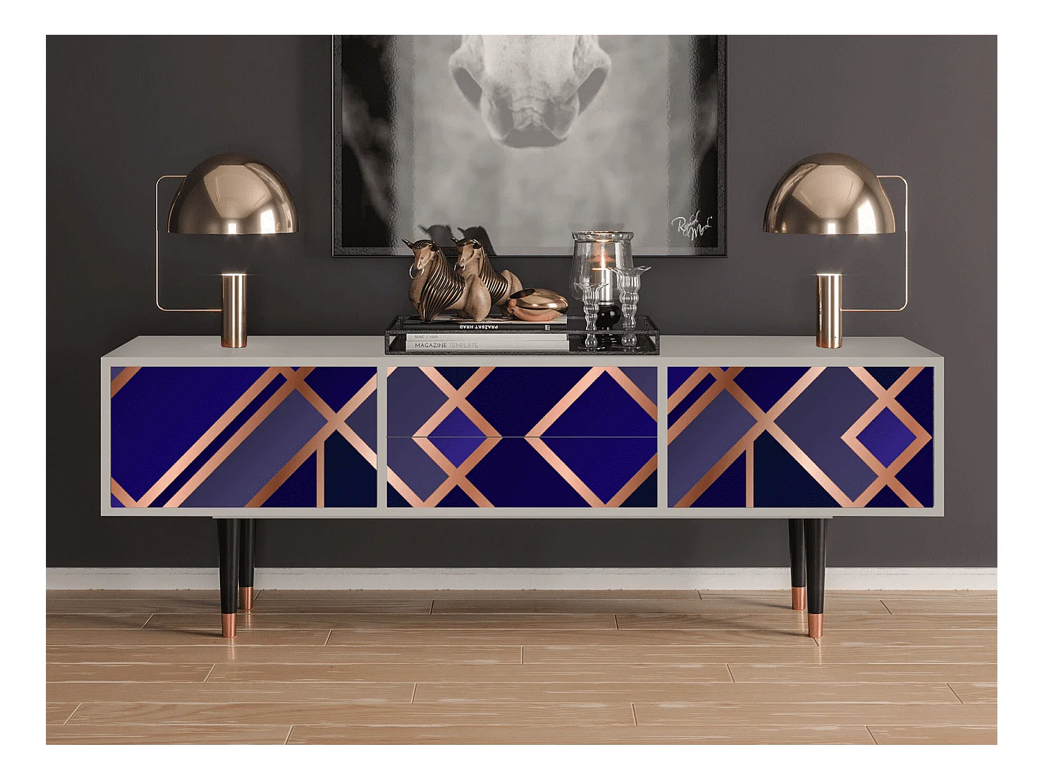 Meuble TV - 170х59х48 cm - T4 - Aquamarine Getsby, Sable