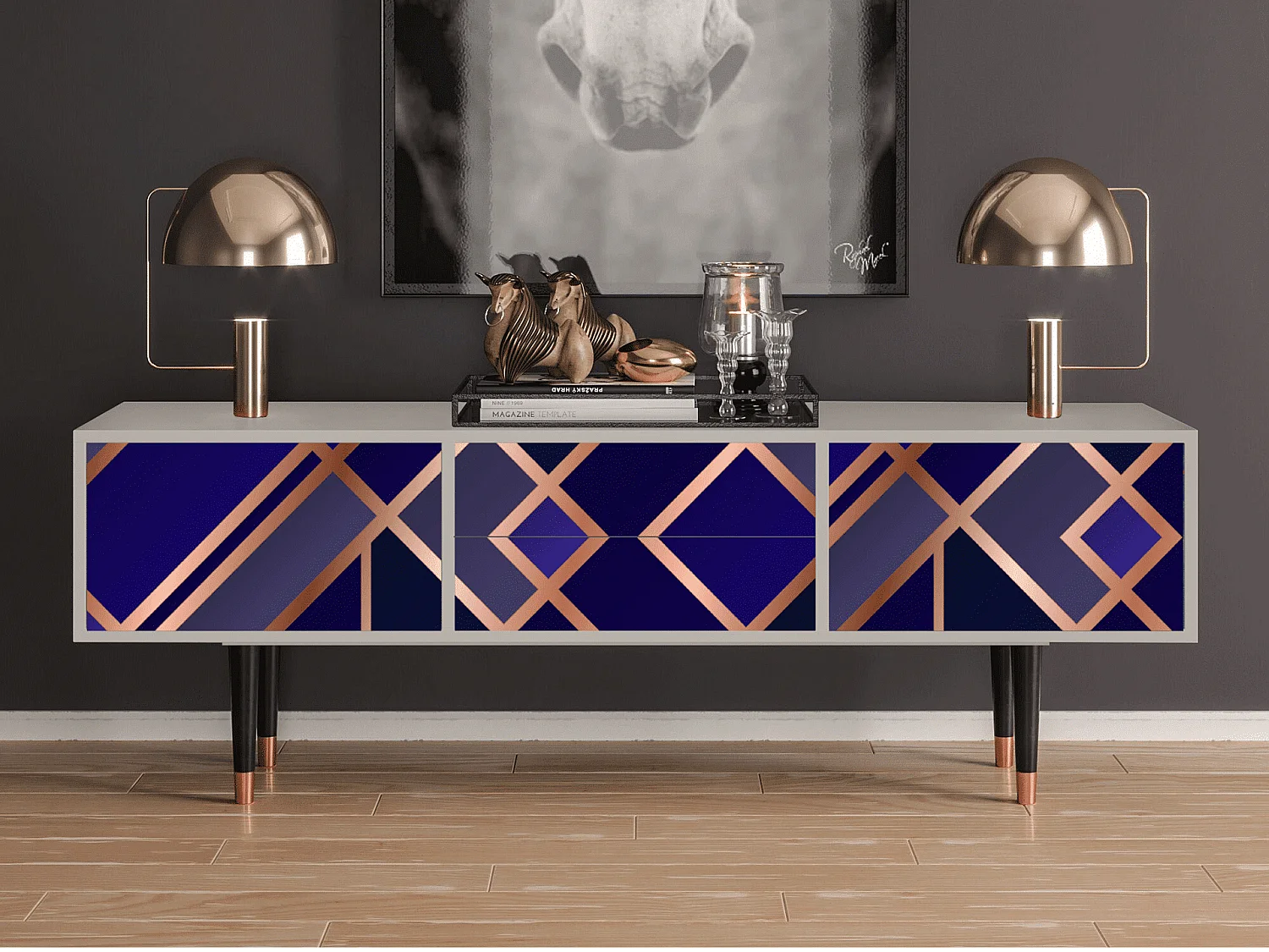 Meuble TV - 170х59х48 cm - T4 - Aquamarine Getsby, Sable