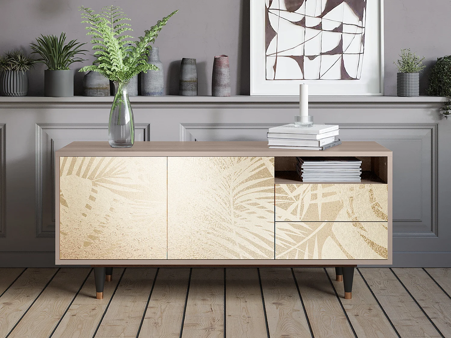 Meuble TV - 125х56х41 cm - T7 - Plant of the Dessert, Latte