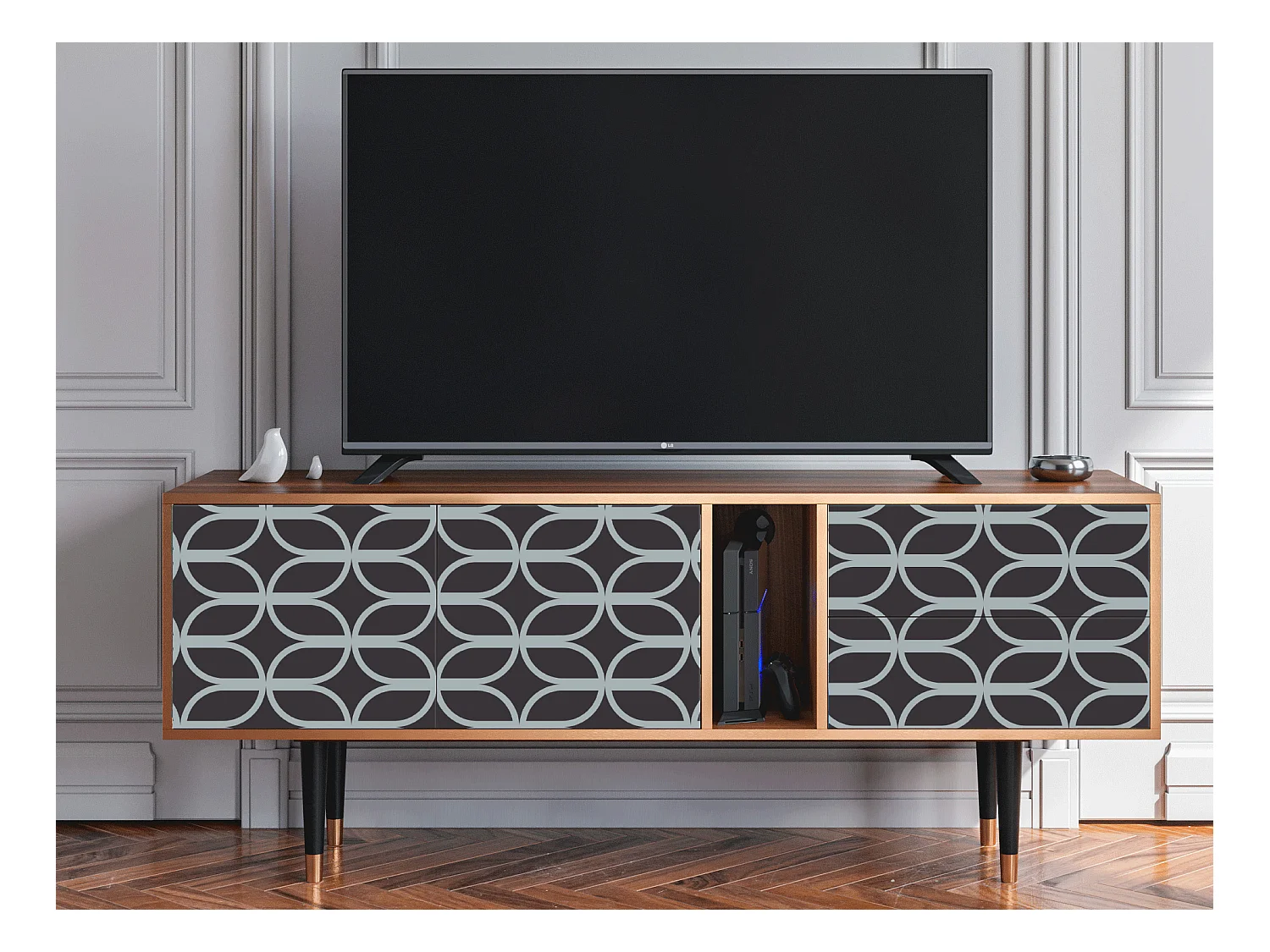 TV-Möbel - 170х69х48 cm - T1 - Braided Blue, Walnuss
