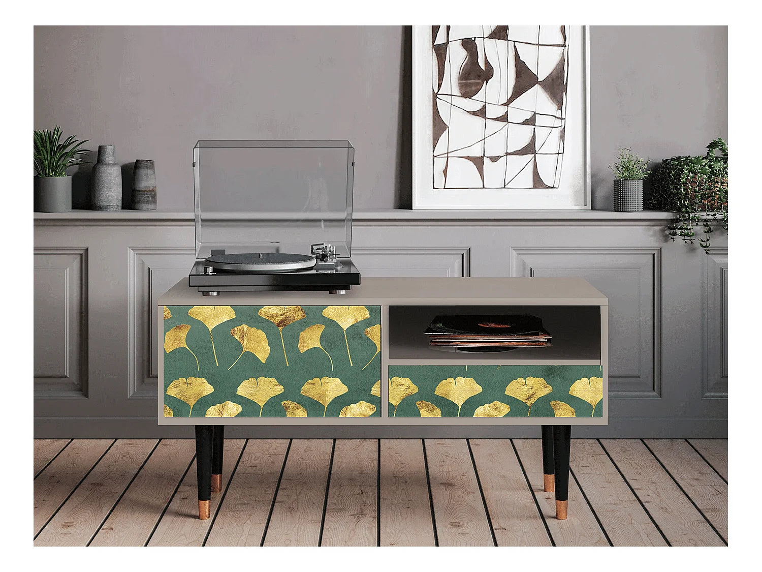 Meuble TV - 115х59х48 cm - T3 - Gingko leaves, Sable