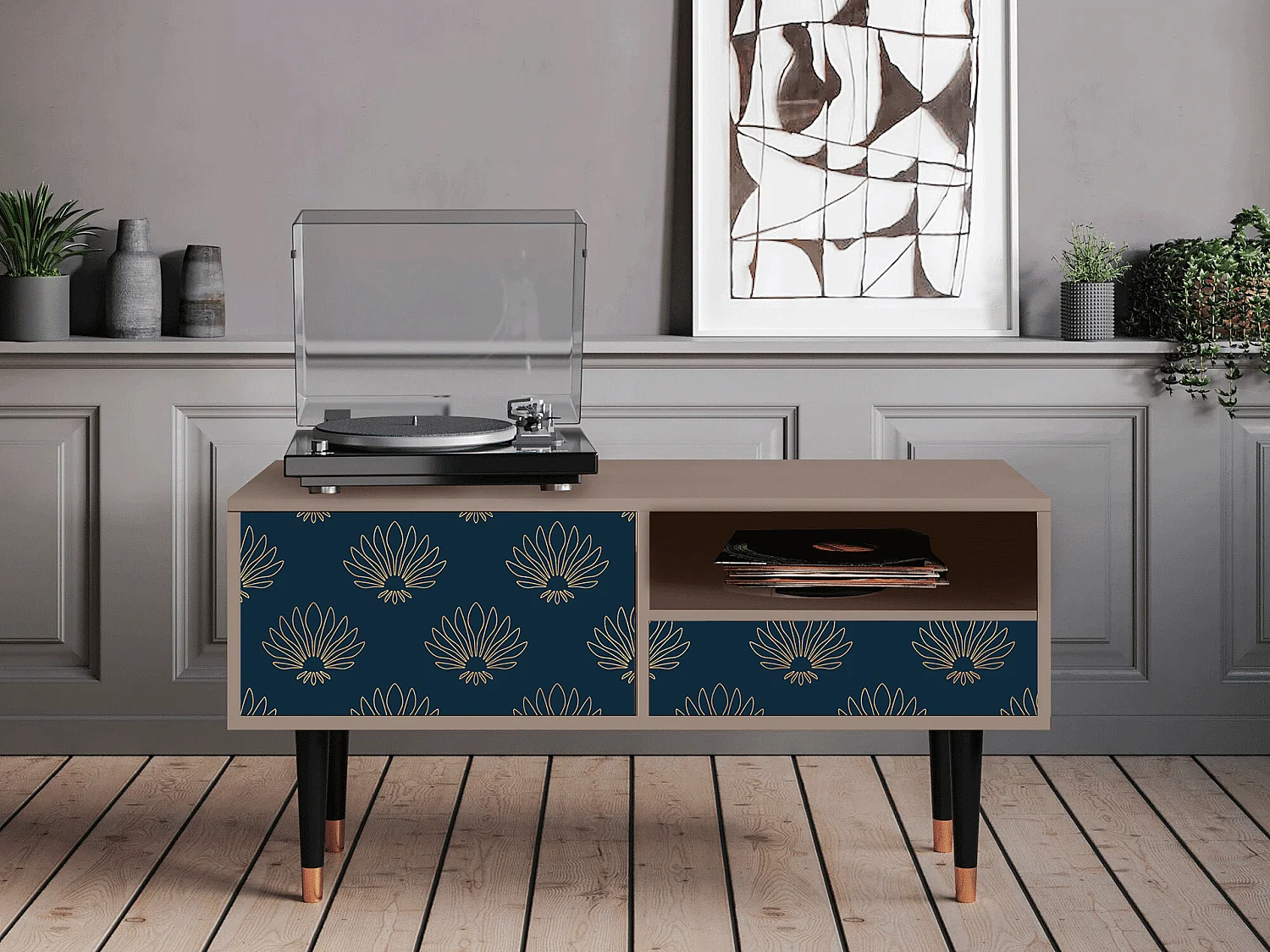 TV-meubel - 115х59х48 cm - T3 - Blue Lotus, Latte