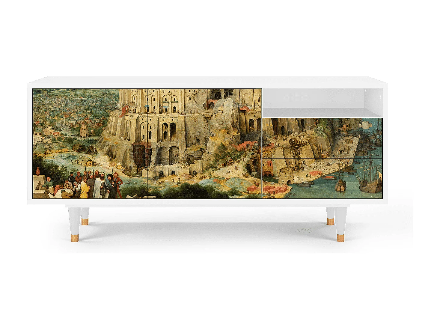 Meuble TV - 125х56х41 cm - T7 - Elder The Tower, Blanc