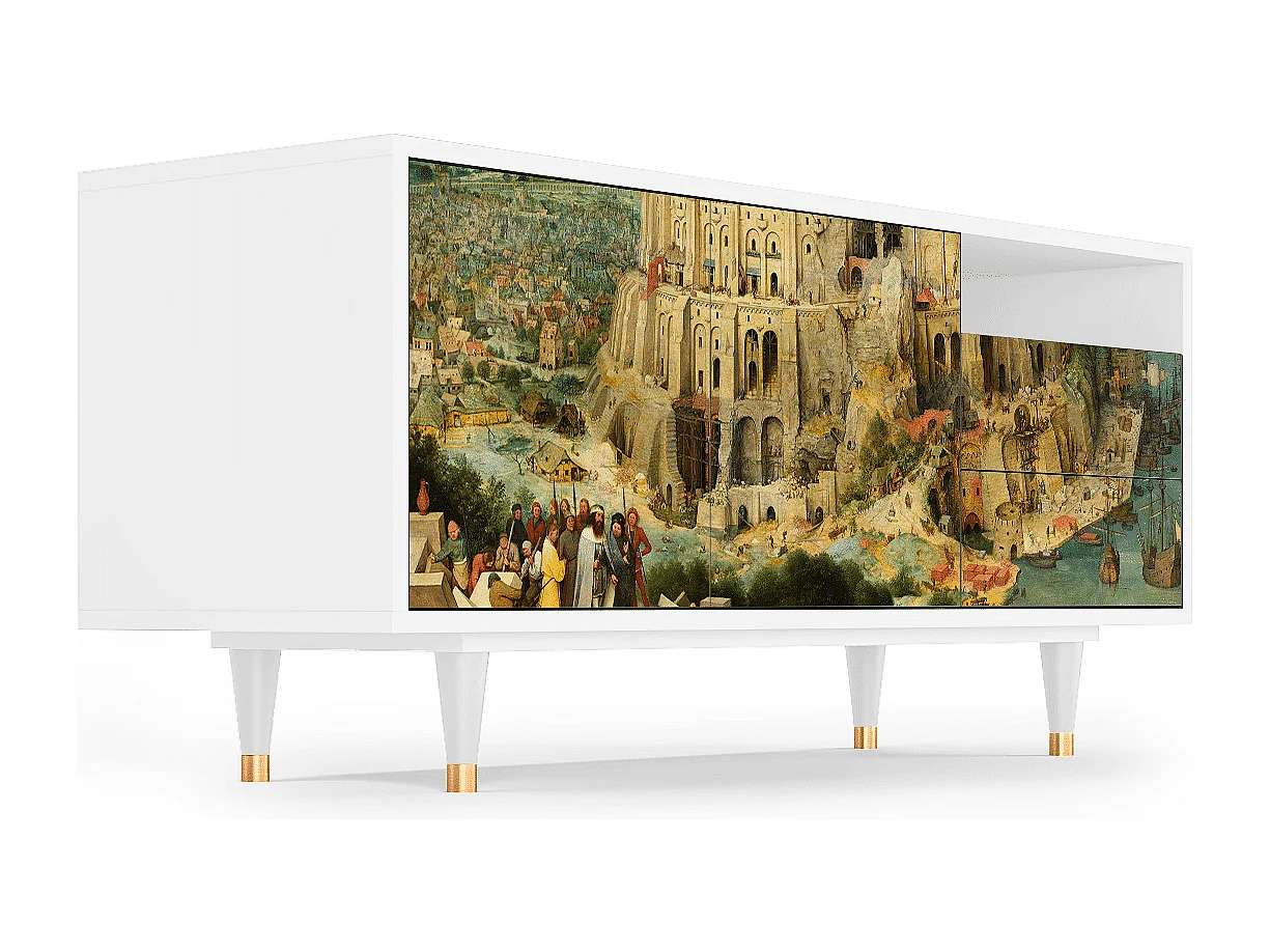 Meuble TV - 125х56х41 cm - T7 - Elder The Tower, Blanc