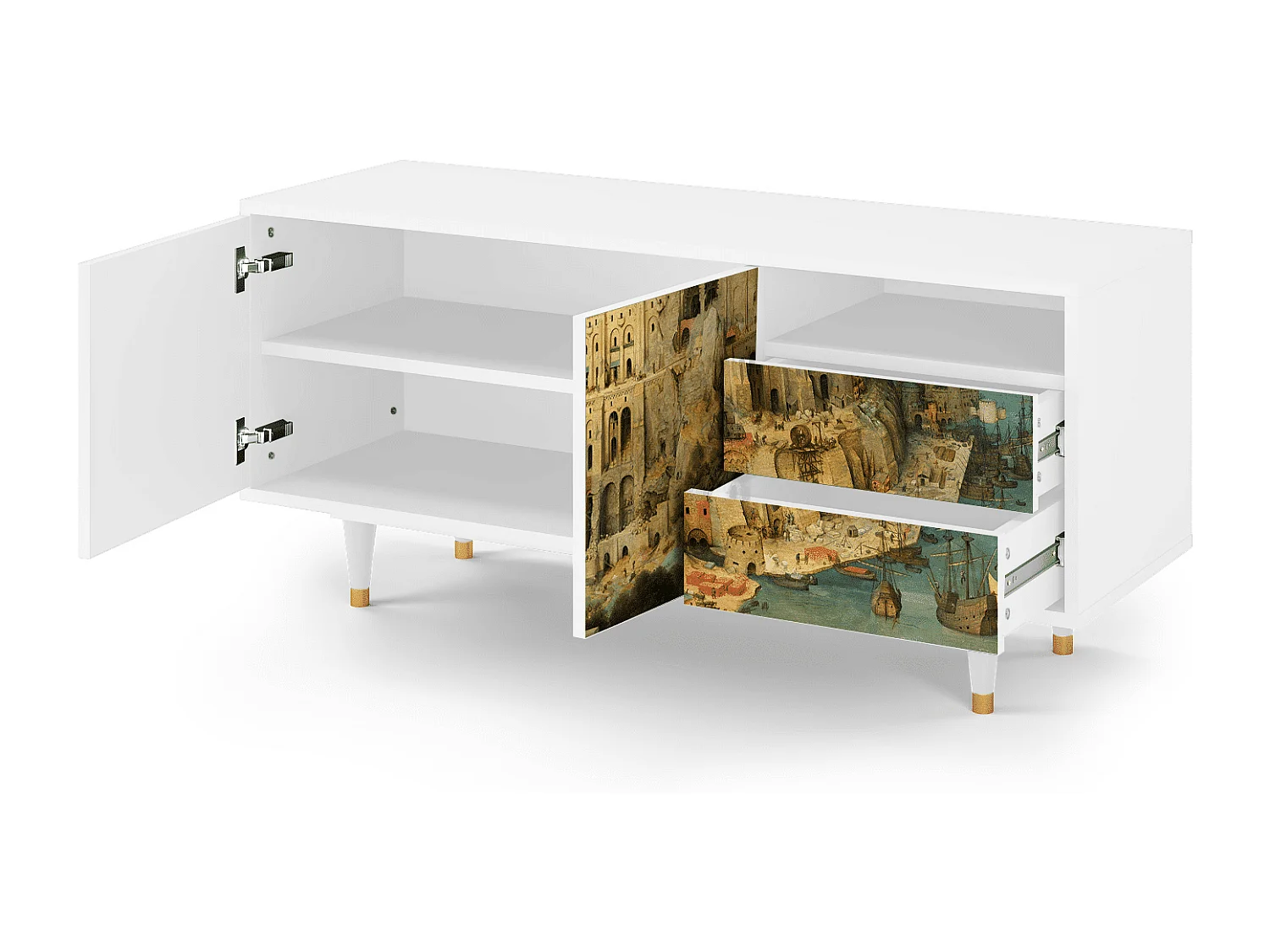 Meuble TV - 125х56х41 cm - T7 - Elder The Tower, Blanc