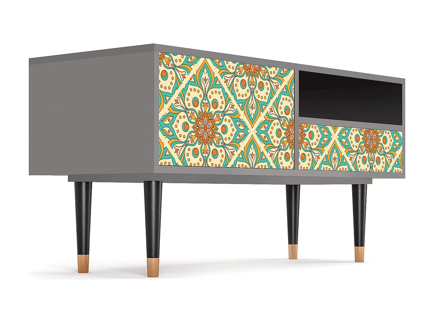 Mueble de TV - 115х59х48 cm - T3 - Hindu Daisy, Gris