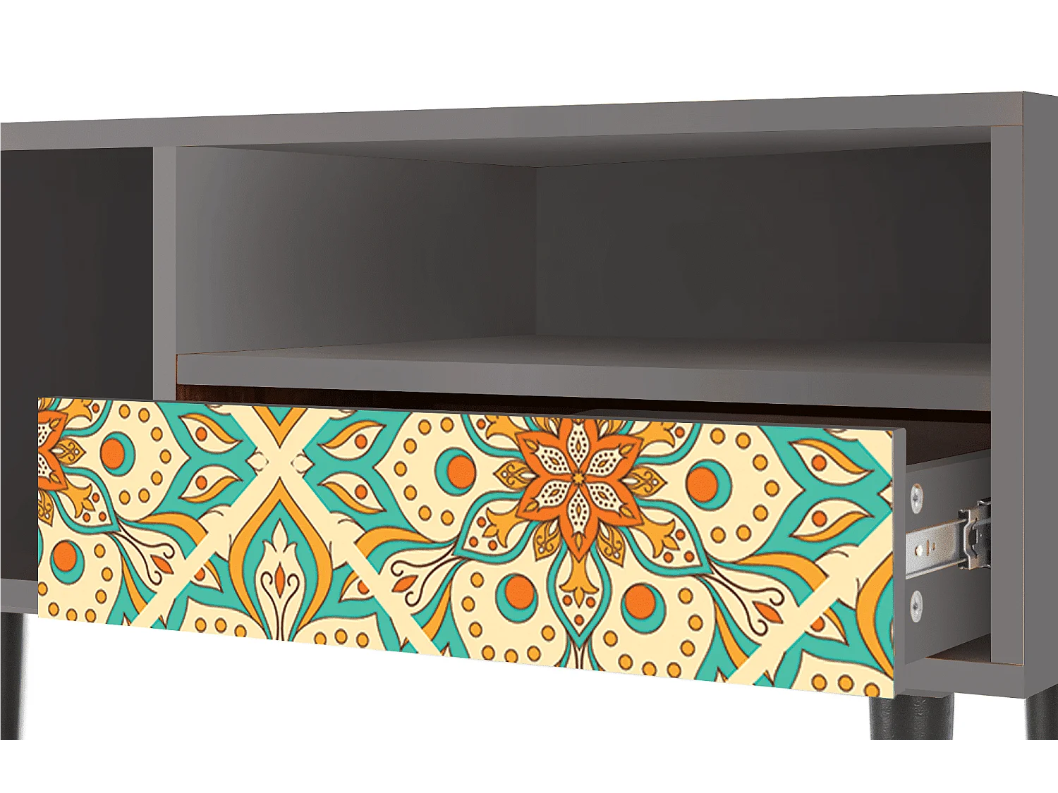Mueble de TV - 115х59х48 cm - T3 - Hindu Daisy, Gris