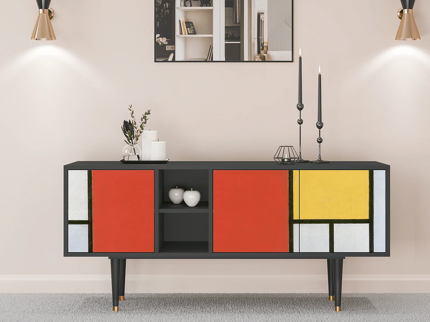 Meuble TV - 150х69х41 cm - T5 - Composition, Anthracite