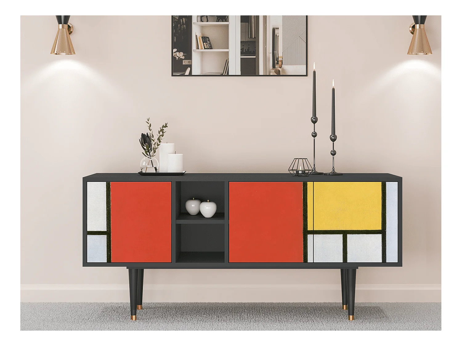 Meuble TV - 150х69х41 cm - T5 - Composition, Anthracite