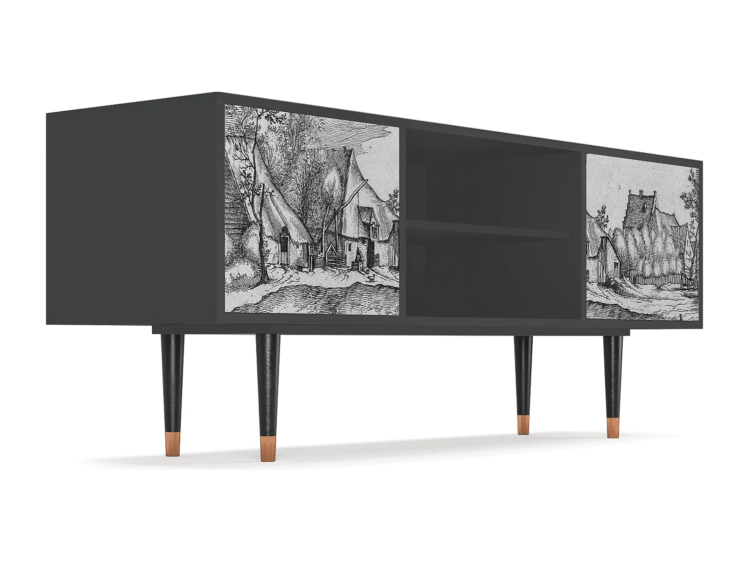 TV-meubel - 170х69х48 cm - T2 - Farms in a Village, Antraciet