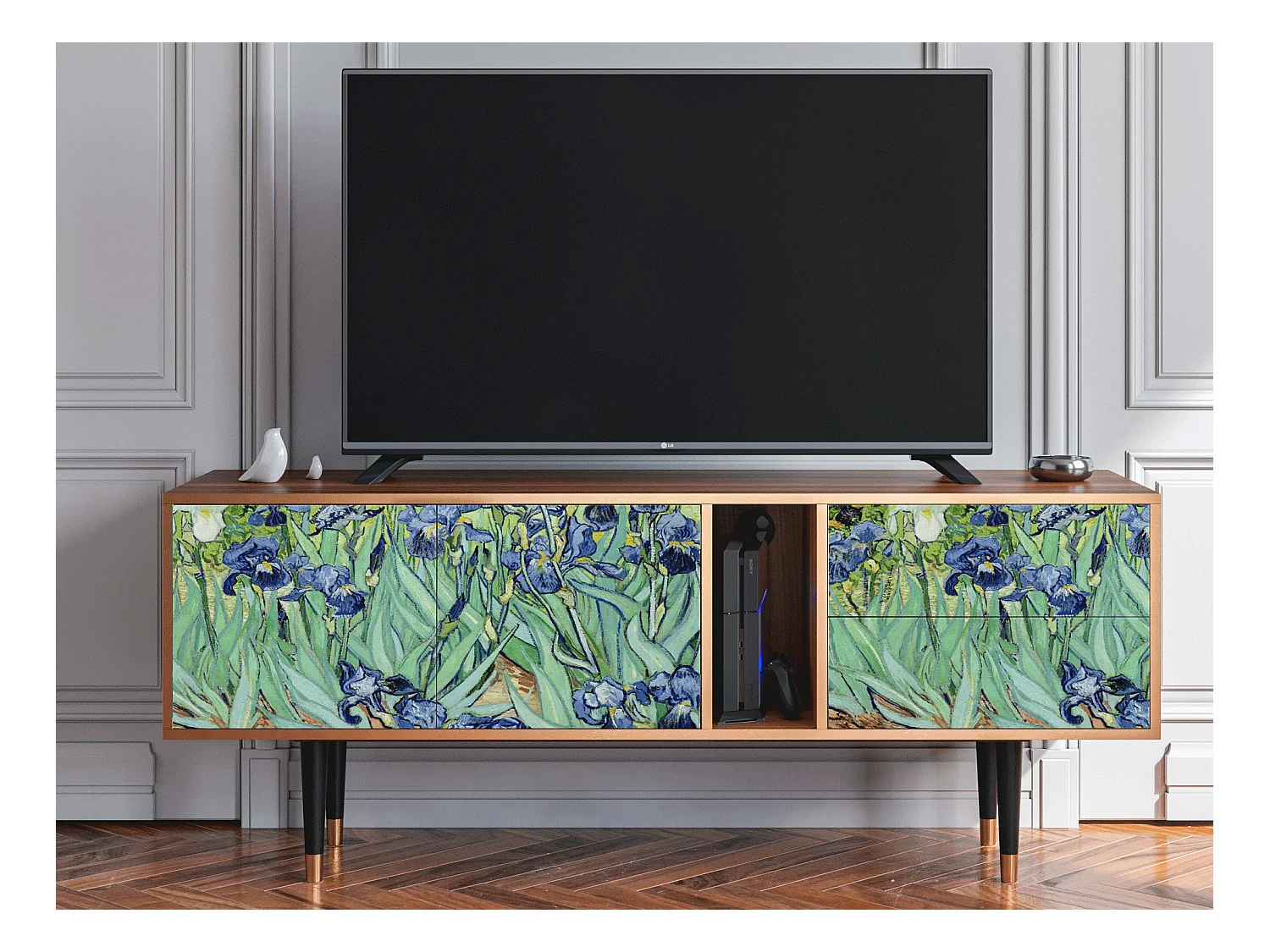 Meuble TV - 170х69х48 cm - T1 - Irises , Noyer
