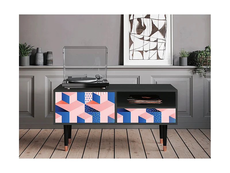 TV-Möbel - 115х59х48 cm - T3 - Pinky Squares, Anthrazit