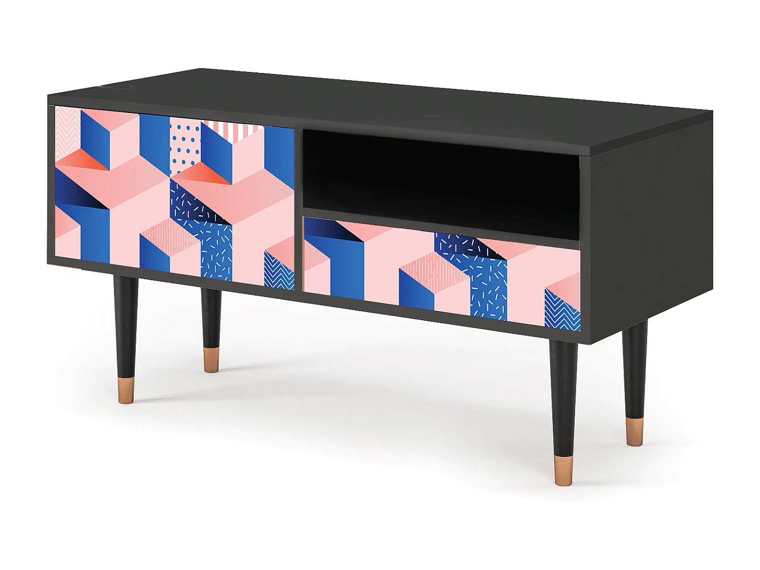 TV-Möbel - 115х59х48 cm - T3 - Pinky Squares, Anthrazit