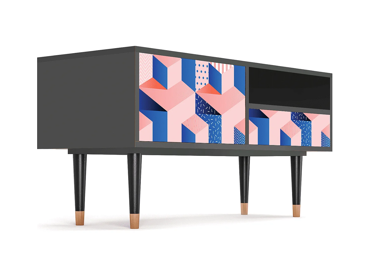 TV-Möbel - 115х59х48 cm - T3 - Pinky Squares, Anthrazit