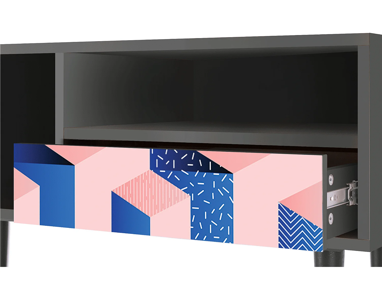 TV-Möbel - 115х59х48 cm - T3 - Pinky Squares, Anthrazit