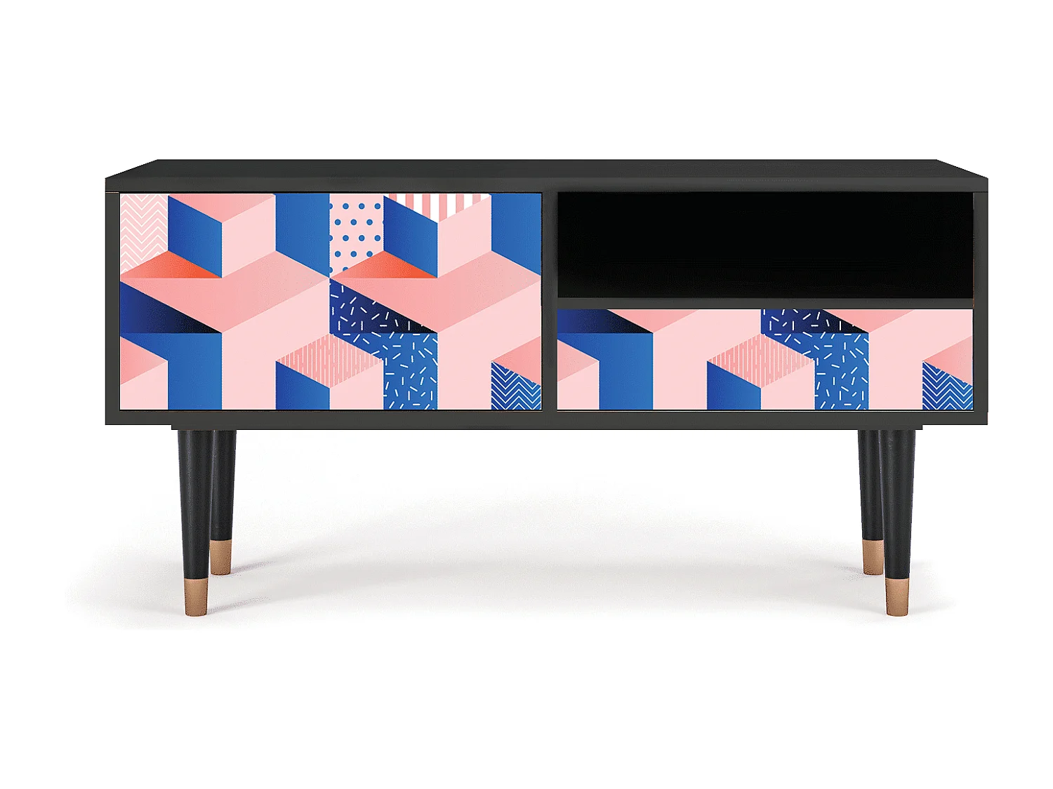 Meuble TV - 115х59х48 cm - T3 - Pinky Squares, Anthracite