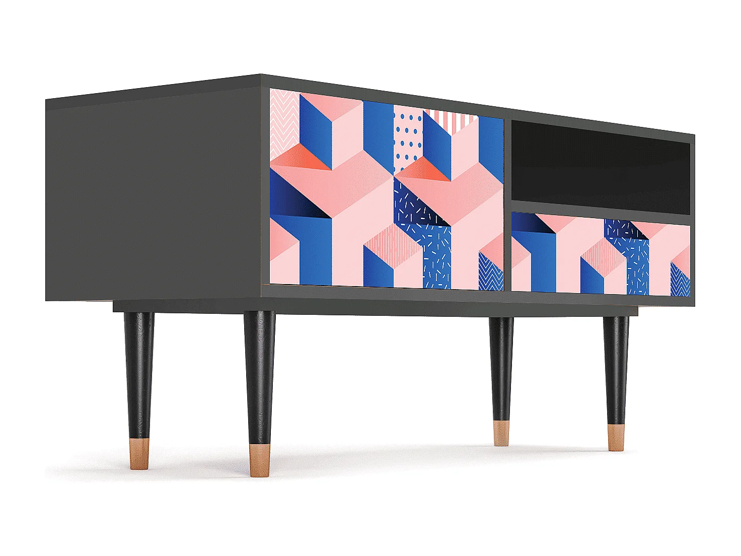 Meuble TV - 115х59х48 cm - T3 - Pinky Squares, Anthracite