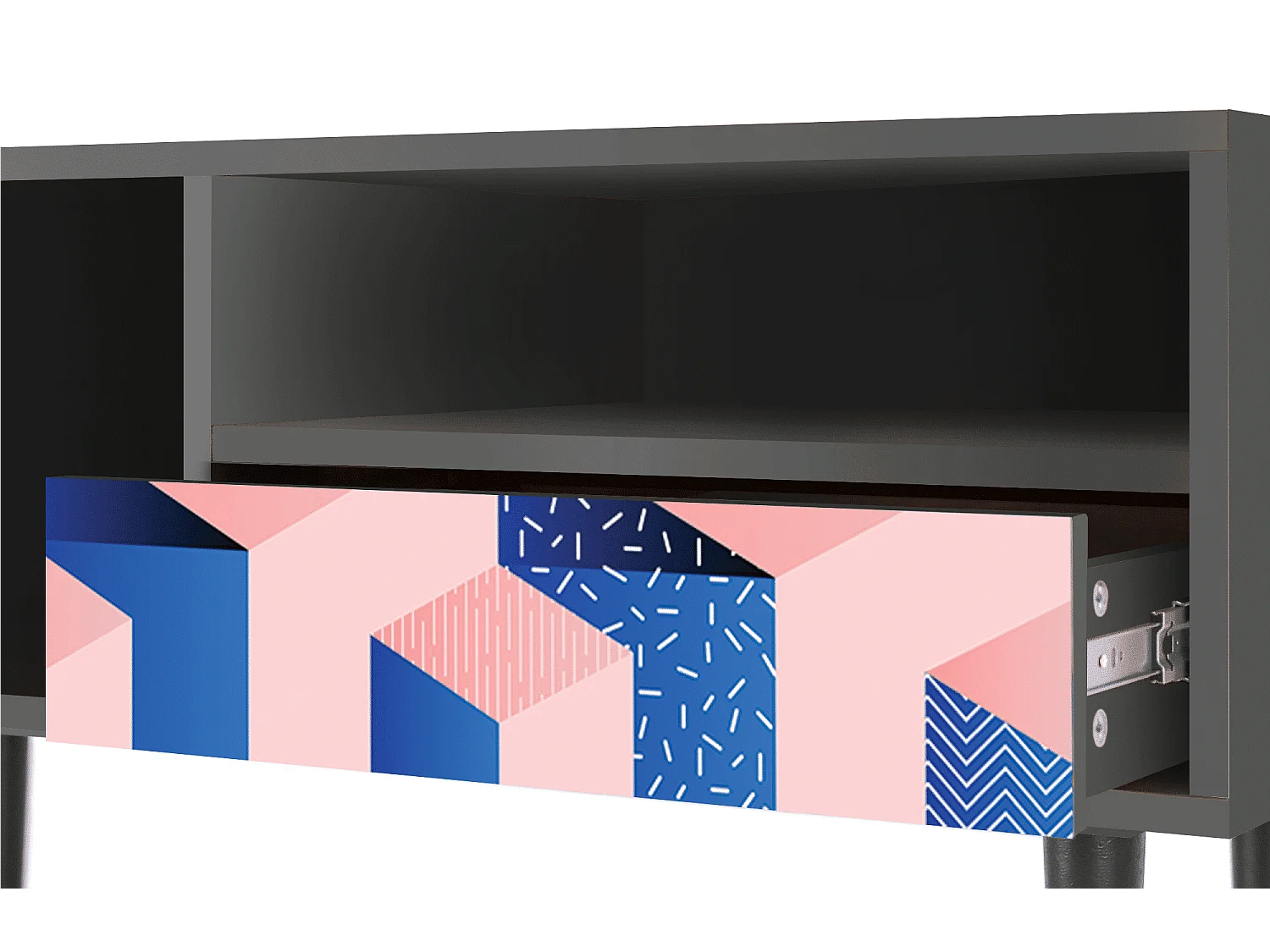 Szafka RTV - 115х59х48 cm - T3 - Pinky Squares, Antracyt