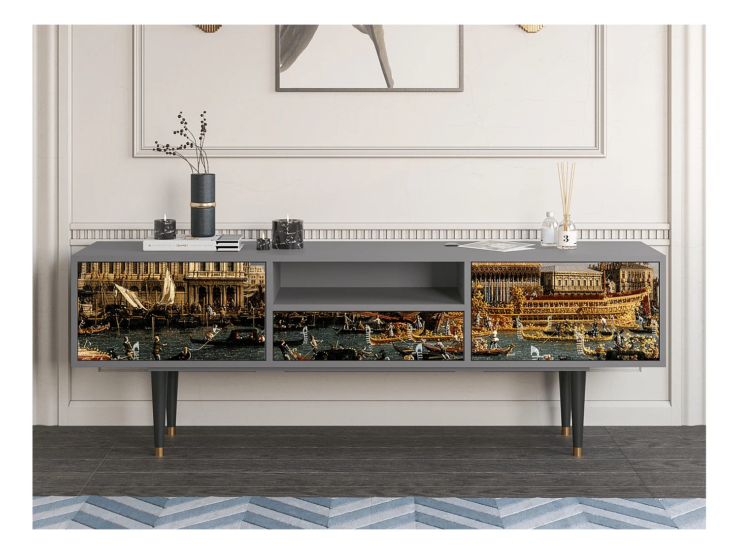 Meuble TV - 170х59х41 cm - T6 - The Bucintoro, Gris