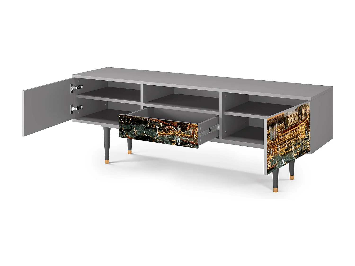 Mueble de TV - 170х59х41 cm - T6 - The Bucintoro, Cinza