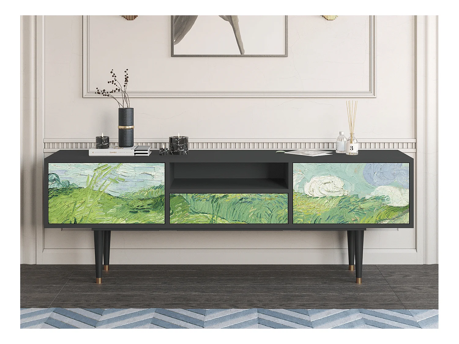 TV-Möbel - 170х59х41 cm - T6 - Green Wheat Fields, Anthrazit