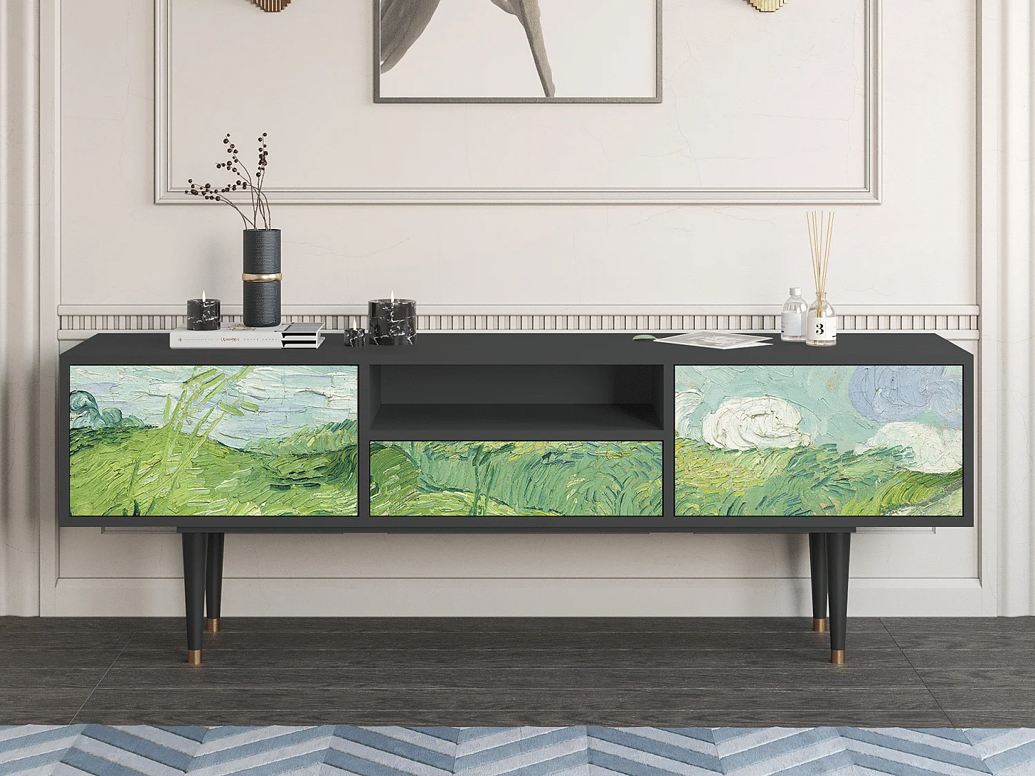 Meuble TV - 170х59х41 cm - T6 - Green Wheat Fields, Anthracite