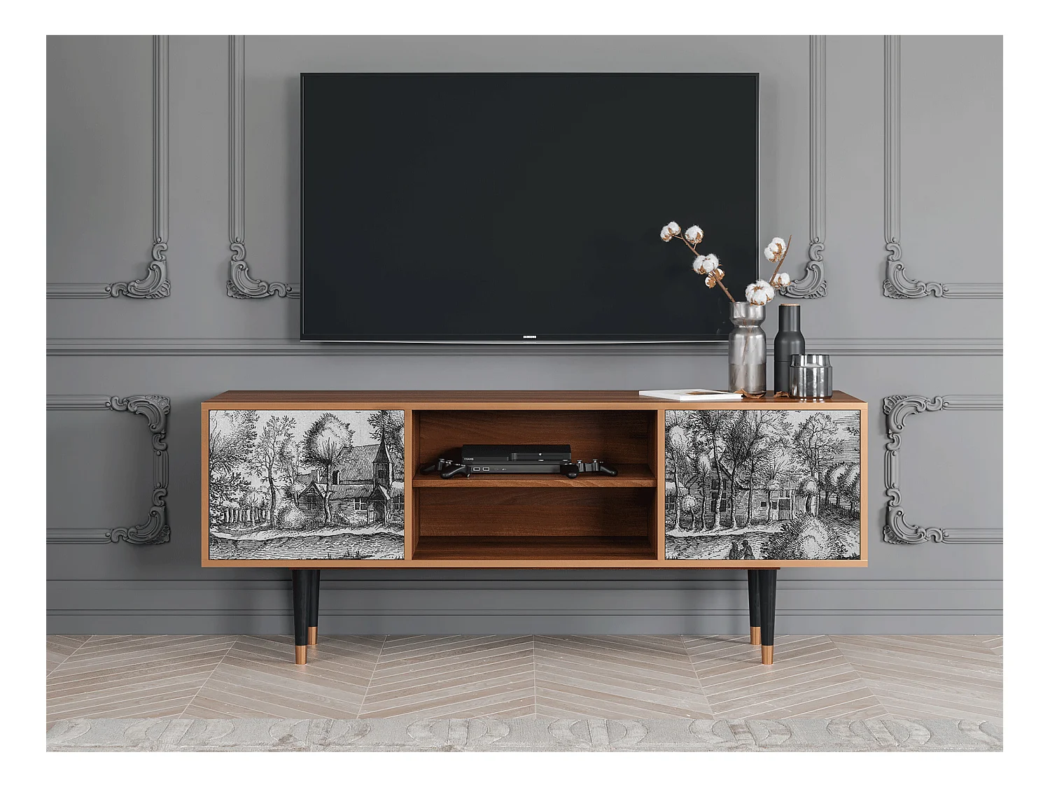 Meuble TV - 170х69х48 cm - T2 - A Pond, Noyer